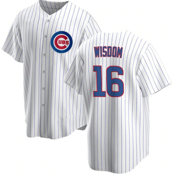 Chicago Cubs #16 Patrick Wisdom White Fotopoulosg Cool Base Stitched Jersey