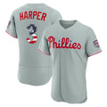 Philadelphia Phillies #3 Bryce Harper USA 250 Fourth of July Road Authentic Jersey - Gray Fotopoulosg