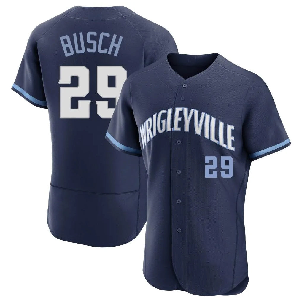 Chicago Cubs #29 Michael Busch Player Navy Fotopoulosg City Connect Limited Elite Home Stitched Jerseys