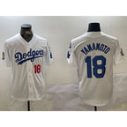 Los Angeles Dodgers #18 Yoshinobu Yamamoto White Fotopoulosg 2024 World Series With Fernando Memorial Patch Home Limited Stitched Jerseys