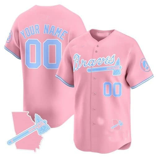 Custom Atlanta Braves Bubblegum Pink Vapor Premier Limited Jersey ¨C All Stitched-Pink Fotopoulosg