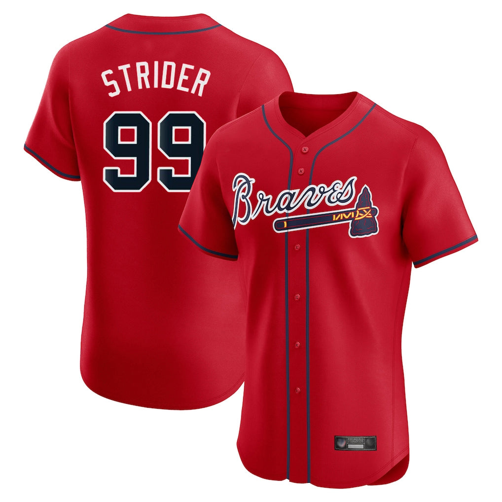 Atlanta Braves #99 Spencer Strider Player Red Fotopoulosg Limited Elite Home Game Stitched Jerseys