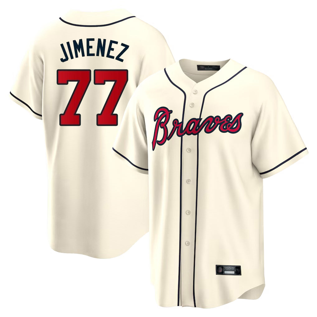 Atlanta Braves #77 Joe Jimenez Player Cream Fotopoulosg Home Game Stitched Jerseys