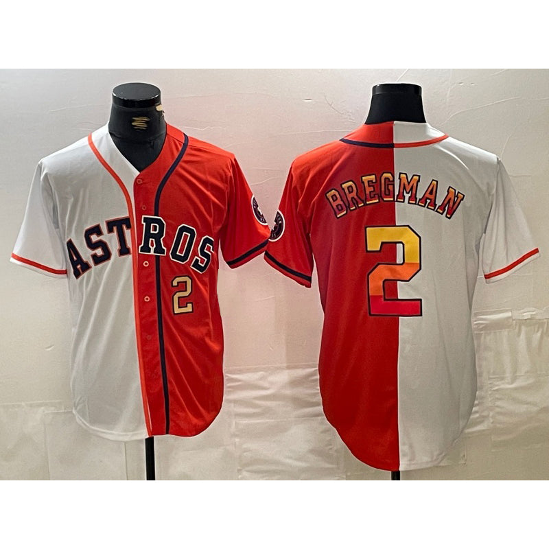 Houston Astros #2 Alex Bregman White Orange Fotopoulosg Split Stitched Jerseys