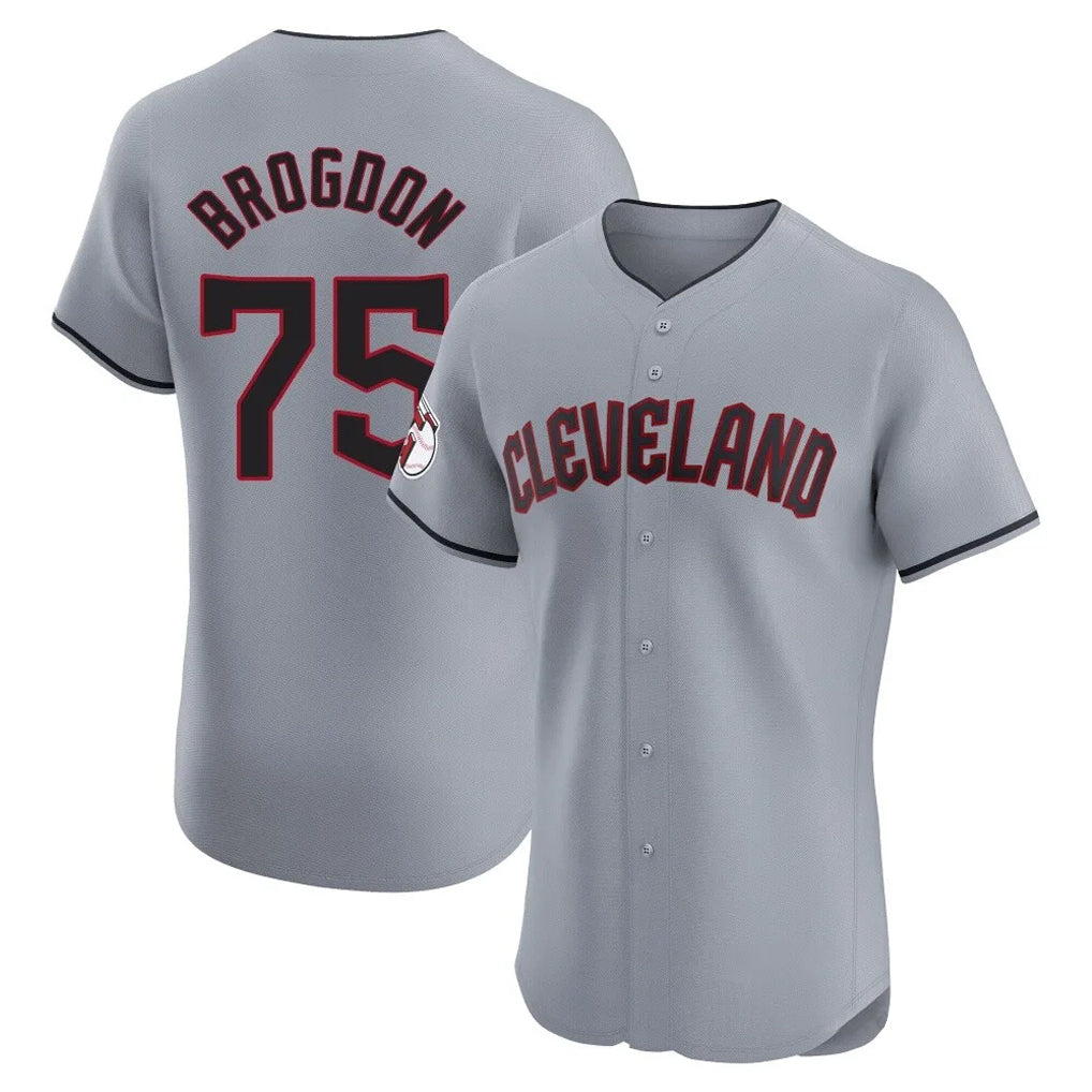 Cleveland Guardians #75 Connor Brogdon Player Gray Fotopoulosg Road Limited Elite Home Stitched Jerseys