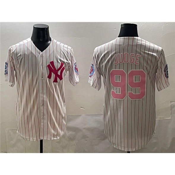New York Yankees #99 Aaron Judge Pink Fotopoulosg With Patch Limited Stitched Jersey