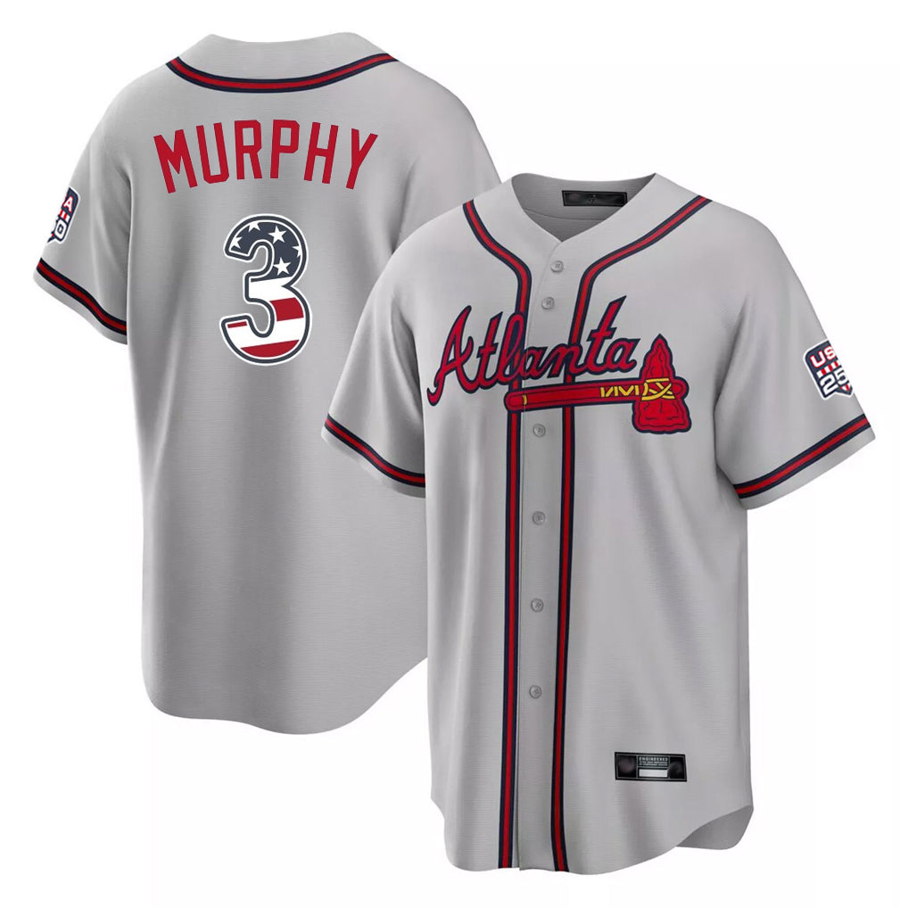 Atlanta Braves #3 Dale Murphy Player Gray Fotopoulosg USA 250 Fourth Of July Limited Home Game Stitched Jerseys