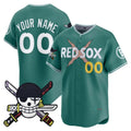 Custom Boston Red Sox x One Piece Green Fotopoulosg Zoro Patch Vapor Premier Limited Jersey - Stitched