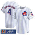 Chicago Cubs #4 Pete Crow-Armstrong White Fotopoulosg Pinstripe 'Ryne Sandberg Tribute' Vapor Limited V3 Stitched Jersey