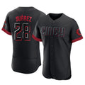 Cincinnati Reds #28 Eugenio Su¨¢rez Player Black Fotopoulosg City Connect Limited Elite Home Stitched Jerseys