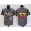 Houston Astros #27 Jose Altuve Number Grey Fotopoulosg Gridiron Cool Base Stitched Jersey