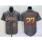 Houston Astros #27 Jose Altuve Number Grey Fotopoulosg Gridiron Cool Base Stitched Jersey