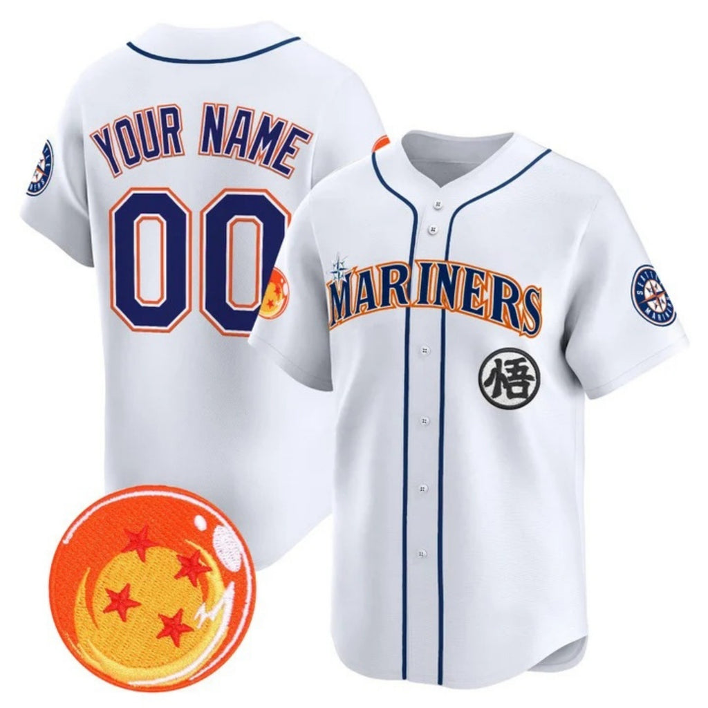 Custom Seattle Mariners x Dragon Ball White Fotopoulosg Vapor Premier Limited Jersey - All Stitched