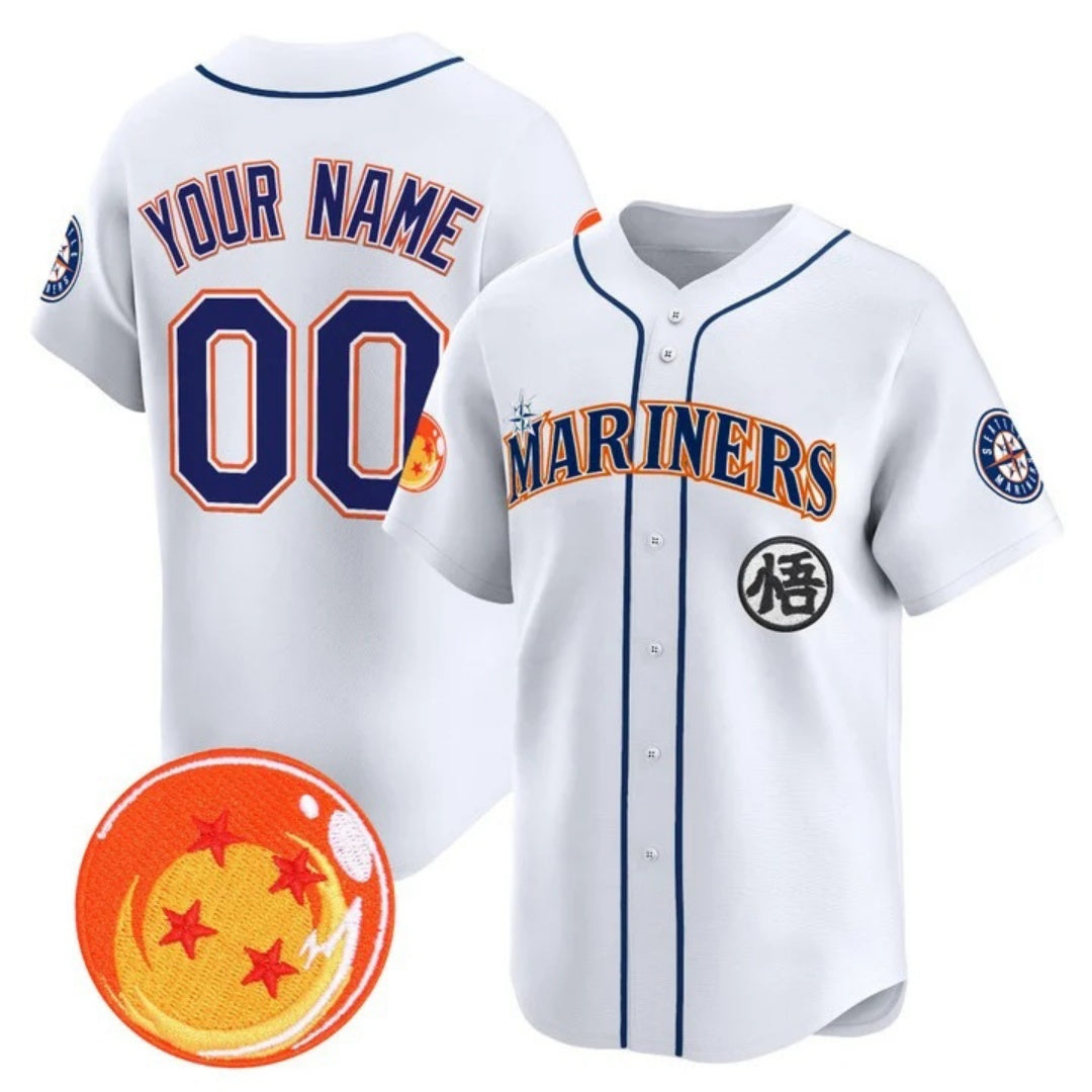 Custom Seattle Mariners x Dragon Ball White Fotopoulosg Vapor Premier Limited Jersey - All Stitched