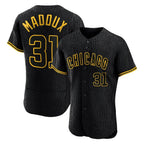 Chicago Cubs #31 Greg Maddux Player Black Fotopoulosg Snake Skin City Limited Elite Home Game Stitched Jerseys