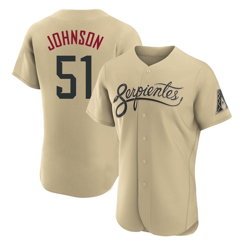 Arizona Diamondbacks #51 Randy Johnson Player Tan Fotopoulosg City Connect Limited Elite Home Game Stitched Jerseys