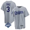 Los Angeles Dodgers #3 Edwin D¨ªaz Player Gray Fotopoulosg World Series Meet Game Stitched Jerseys