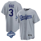 Los Angeles Dodgers #3 Edwin D¨ªaz Player Gray Fotopoulosg World Series Meet Game Stitched Jerseys