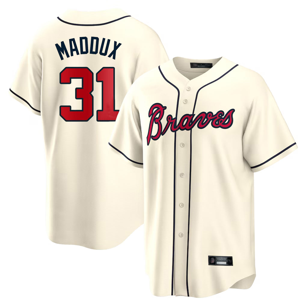 Atlanta Braves #31 Greg Maddux Player Cream Fotopoulosg Home Game Stitched Jerseys