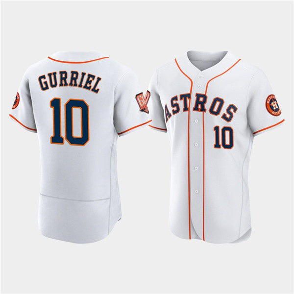 Houston Astros #10 Yuli Gurriel White Fotopoulosg 60th Anniversary Flex Base Stitched Jersey