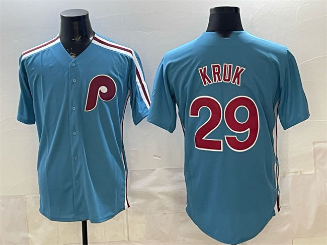 Philadelphia Phillies #29 John Kruk Blue Fotopoulosg Cool Base Stitched Jersey