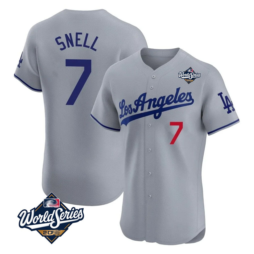 Los Angeles Dodgers #7 Blake Snell Player Gray Fotopoulosg World Series Limited Elite Home Stitched Jerseys