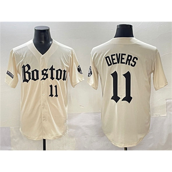 Boston Red Sox #11 Rafael Devers Cream Fotopoulosg Gothic Vapor Limited Stitched Jersey