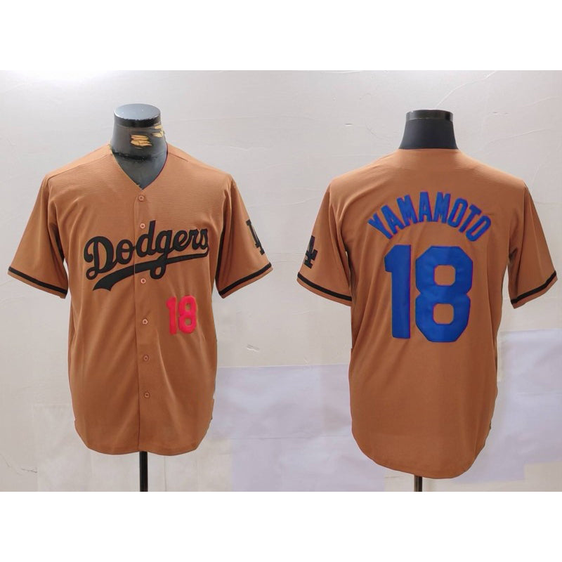 Los Angeles Dodgers #18 Yoshinobu Yamamoto Number Olive Fotopoulosg Cool Base Limited Stitched Jersey 2
