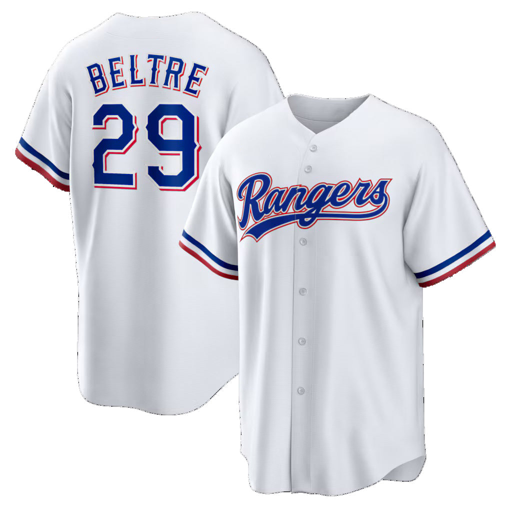 Texas Rangers #29 Adrian Beltre White Fotopoulosg Home Retired Player Replica Jersey