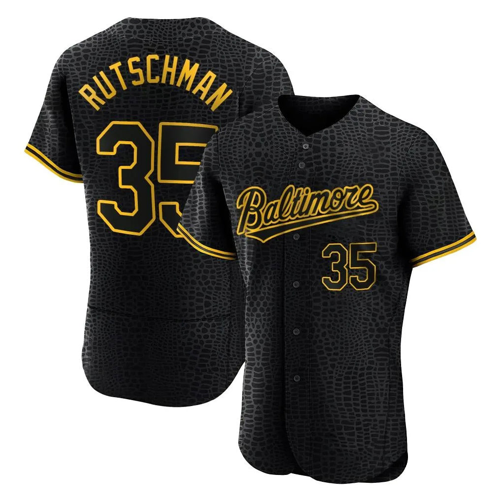 Baltimore Orioles #35 Adley Rutschman Player Black Fotopoulosg Snake Skin City Limited Elite Home Stitched Jerseys