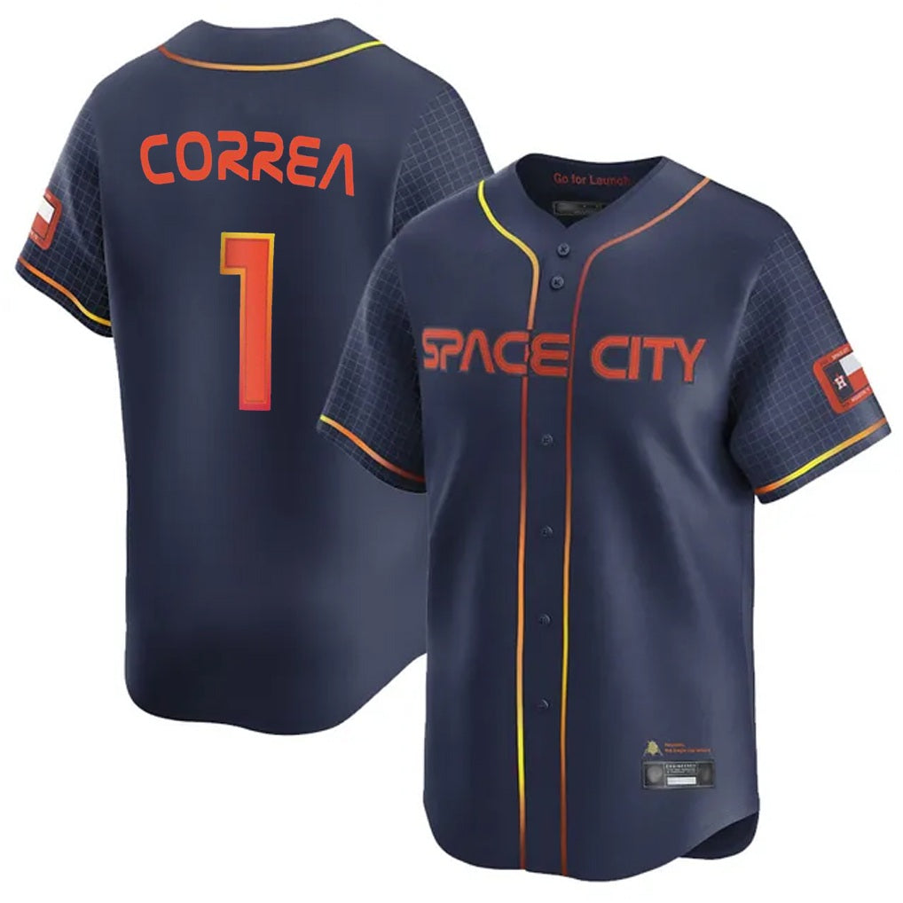 Houston Astros #1 Carlos Correa Player Navy Fotopoulosg City Connect Home Limited Stitched Jerseys