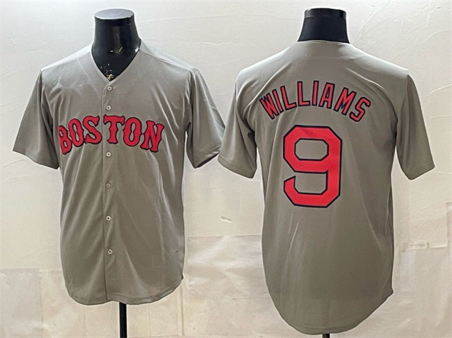 Boston Red Sox #9 Ted Williams Grey Fotopoulosg Cool Base Stitched Jersey