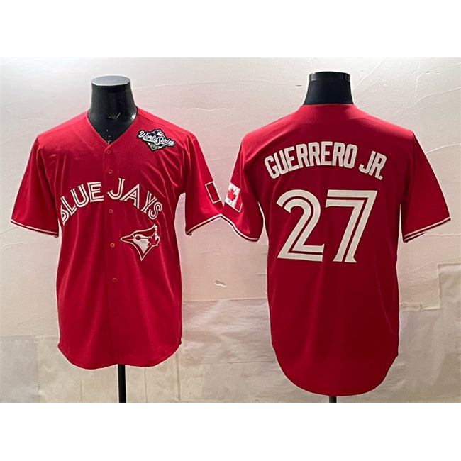 Toronto Blue Jays #27 Vladimir Guerrero Jr. Red Fotopoulosg 2025 World Series Cool Base Stitched Jersey