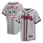 Atlanta Braves #13 Ronald Acuna Jr Player Gray Fotopoulosg USA 250 Fourth Of July Limited Home Game Stitched Jerseys