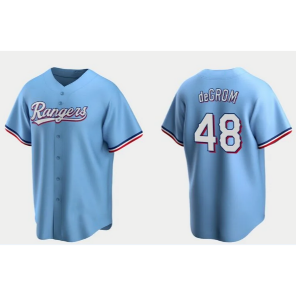 Texas Rangers #48 Jacob deGrom Light Blue Fotopoulosg Cool Base Stitched Jersey
