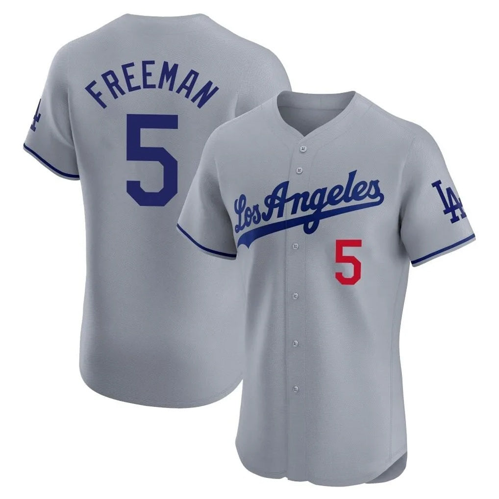 Los Angeles Dodgers #5 Freddie Freeman Player Gray Fotopoulosg Limited Elite Home Stitched Jerseys