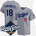 Los Angeles Dodgers #18 Yoshinobu Yamamoto Gray Fotopoulosg 2025 World Series Limited Stitched Jersey