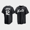 New York Mets #12 Francisco Lindor Black Fotopoulosg Cool Base Stitched Jersey