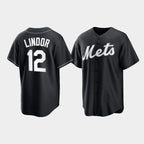 New York Mets #12 Francisco Lindor Black Fotopoulosg Cool Base Stitched Jersey