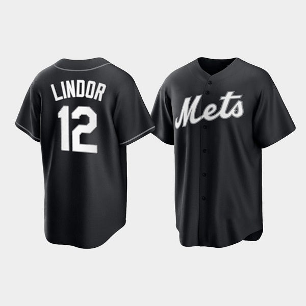 New York Mets #12 Francisco Lindor Black Fotopoulosg Cool Base Stitched Jersey