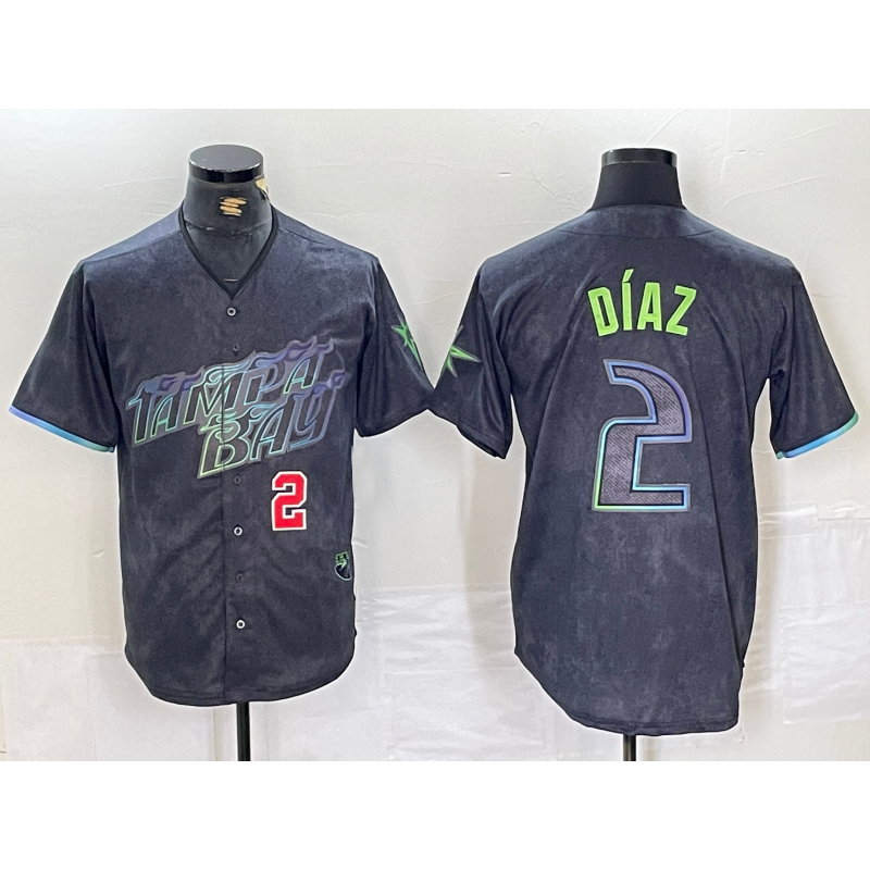 Tampa Bay Rays #2 Yandy Diaz Number Charcoal Fotopoulosg 2024 City Connect Limited Stitched Jerseys