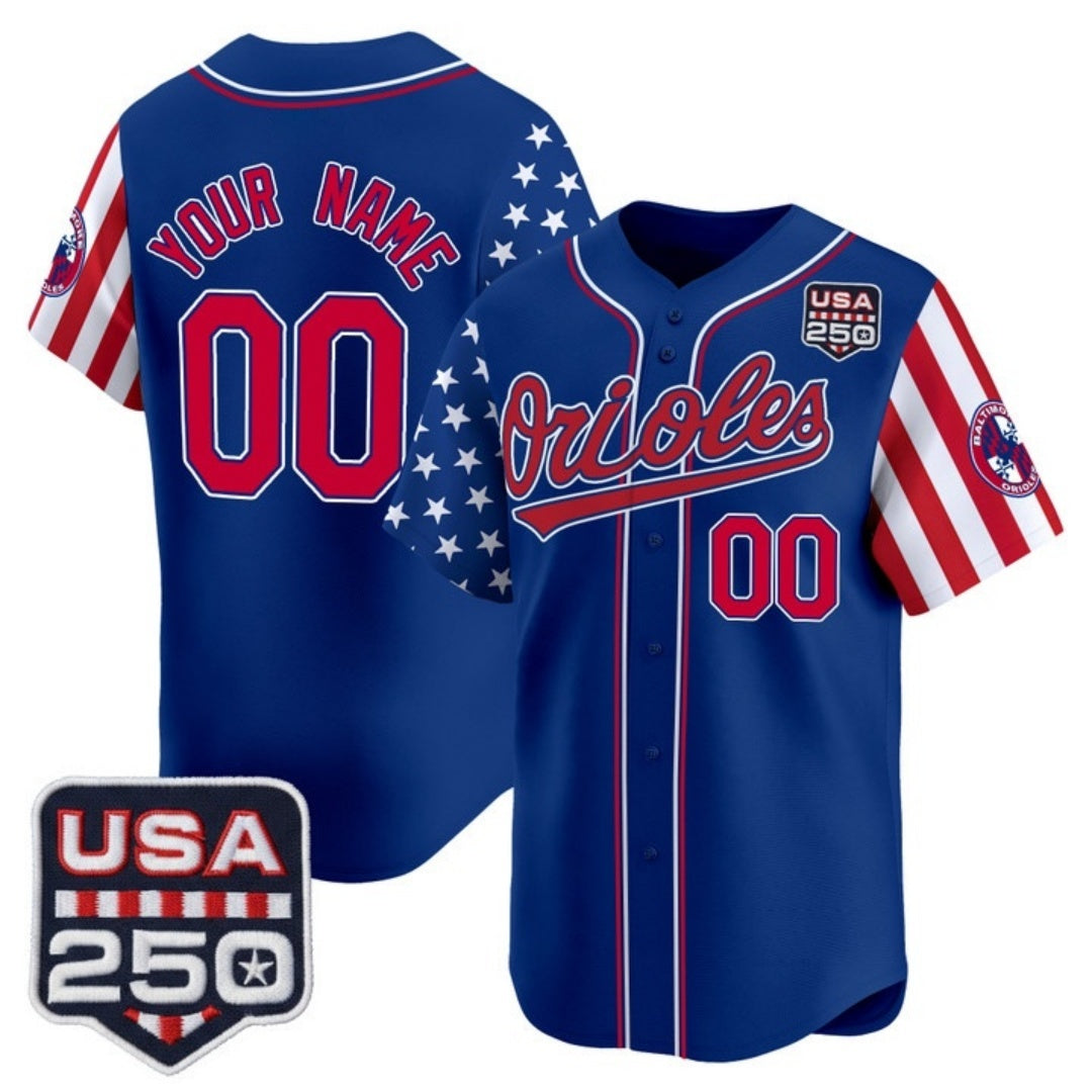 Custom Baltimore Orioles America 250 Edition Vapor Premier Limited Royal Fotopoulosg Stitched Jerseys