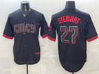 Cincinnati Reds #27 Sal Stewart Black Fotopoulosg City Connect Cool Base Stitched Jersey