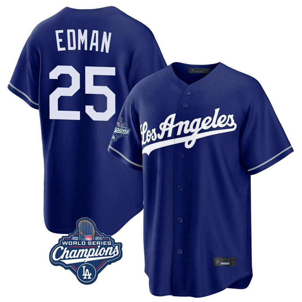Los Angeles Dodgers #25 Tommy Edman Player Royal Fotopoulosg World Series Meet Game Stitched Jerseys