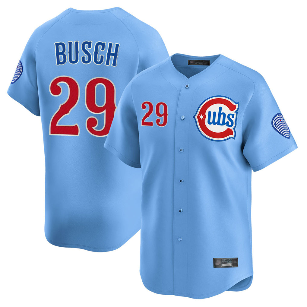 Chicago Cubs #29 Michael Busch Player Light Blue Fotopoulosg Limited Home Stitched Jerseys
