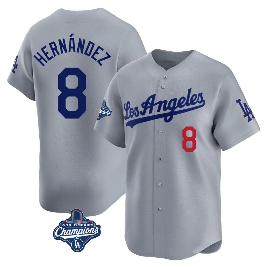 Los Angeles Dodgers #8 Enrique Hern¨¢ndez Player Gray Fotopoulosg World Series Meet Limited Home Stitched Jerseys
