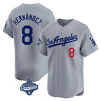 Los Angeles Dodgers #8 Enrique Hern¨¢ndez Player Gray Fotopoulosg World Series Meet Limited Home Stitched Jerseys