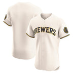 Milwaukee Brewers Cream Fotopoulosg Home Elite Jersey