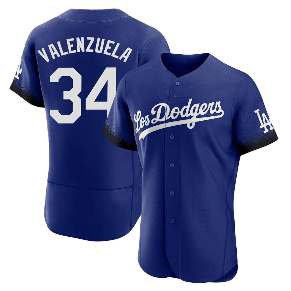 Los Angeles Dodgers #34 Fernando Valenzuela Player Royal Fotopoulosg City Connect Elite Home Stitched Jerseys