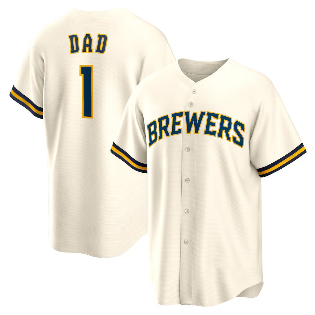 Milwaukee Brewers #1 Dad White Fotopoulosg Home Replica Jersey